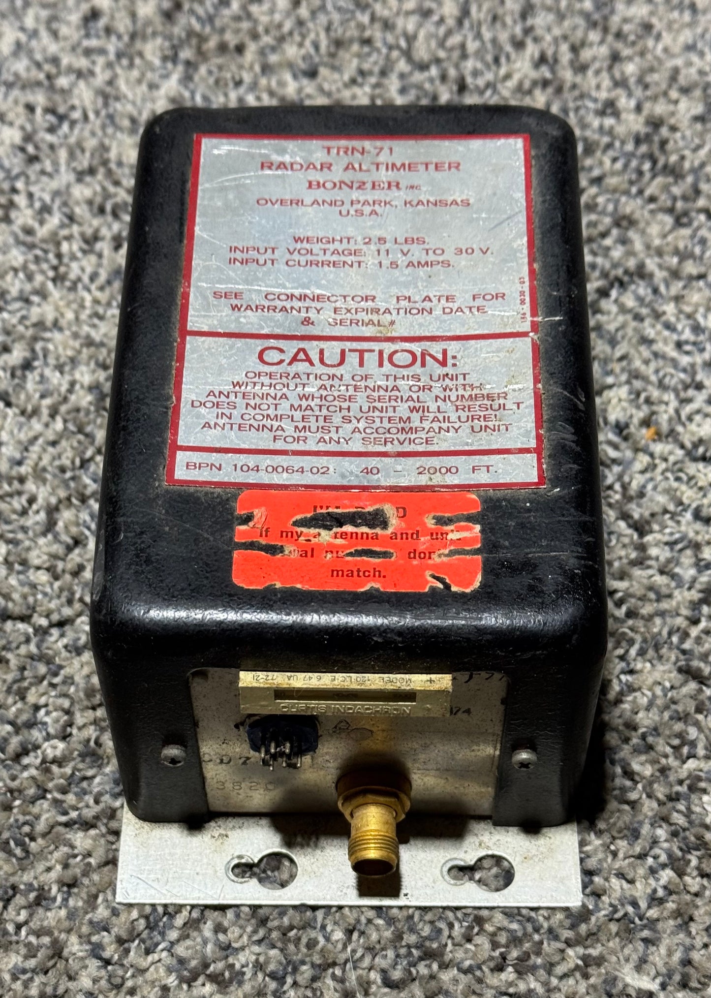 104-0064-02 Bonzer TRN-71 Radar Altimeter
