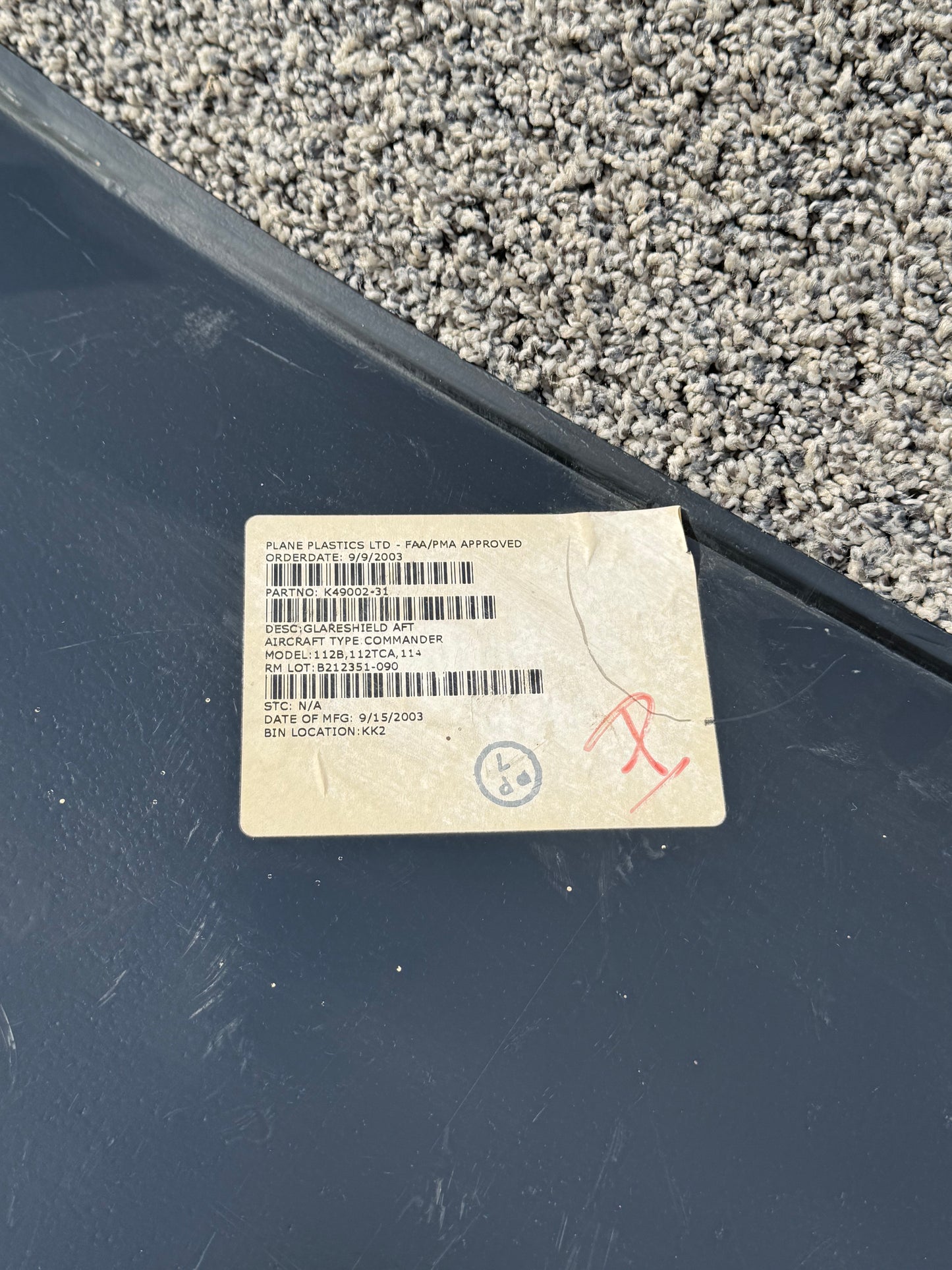 K49002-31 Commander Glareshield AFT Assembly