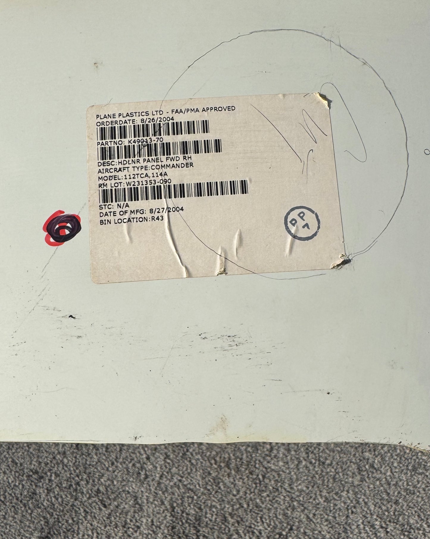 K49013-70 Rockwell-112 Commander RH Panel FWD Assembly