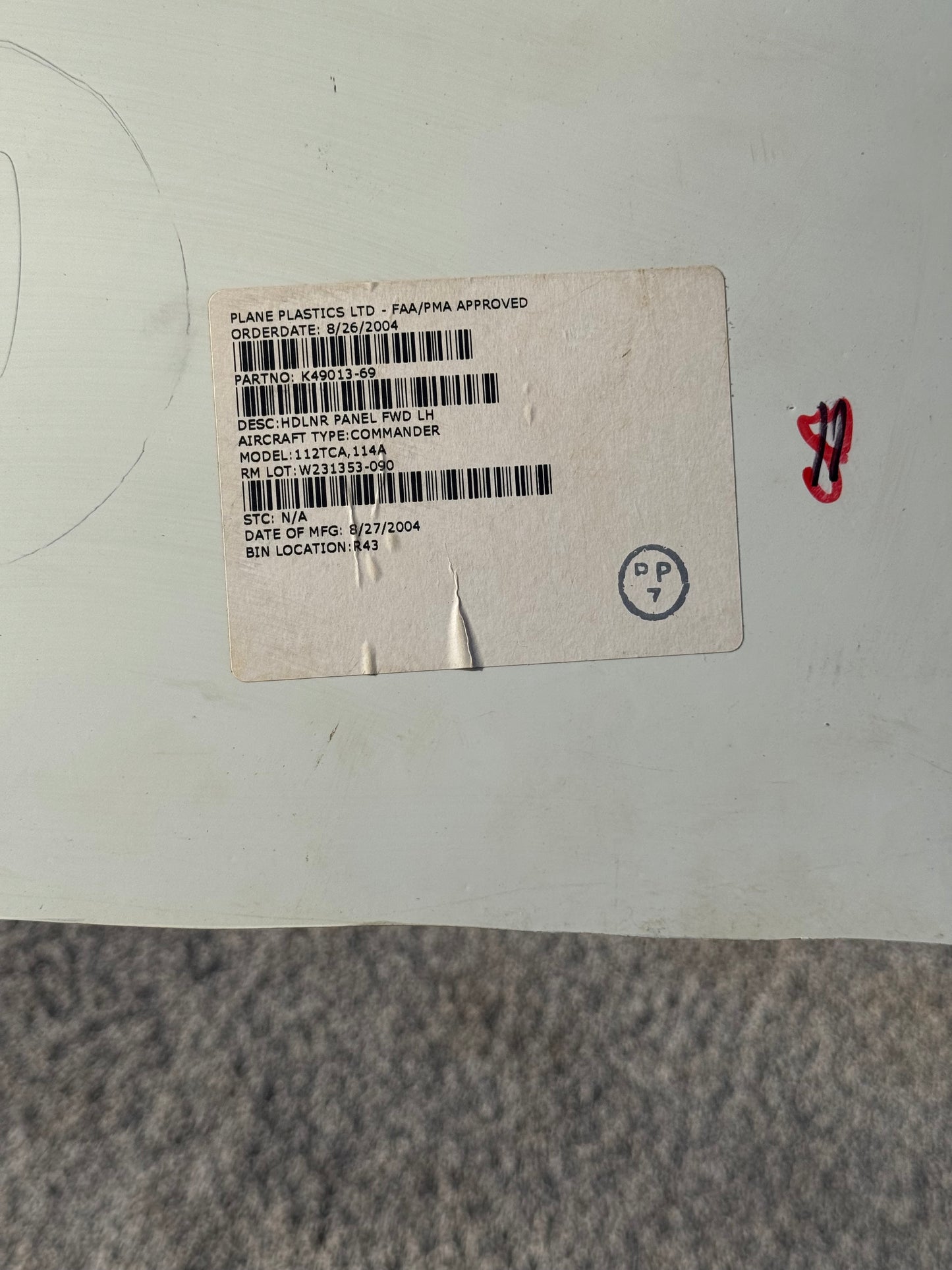 K49013-69 Rockwell-112 Commander Panel FWD LH Assembly