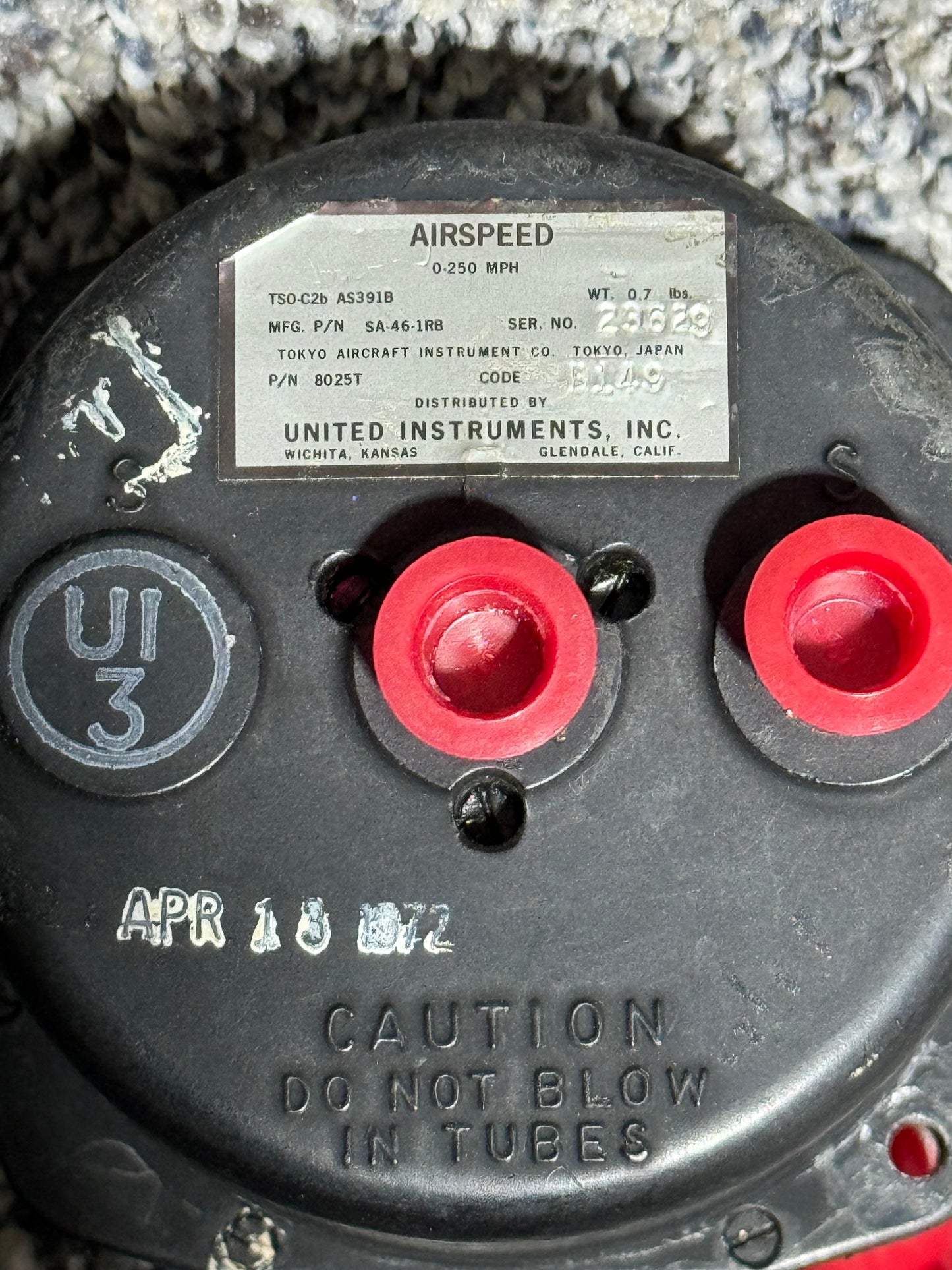SA-46-1RB United Instruments True Airspeed Indicator