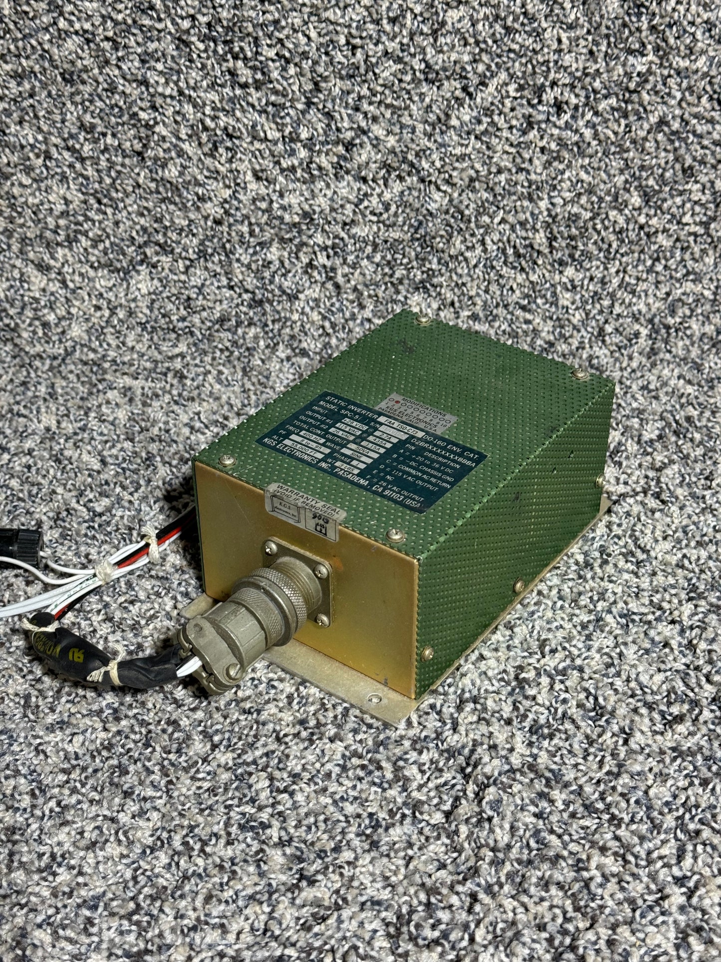 KGS Static Inverter FAA TSO-C73 Model SPC-5