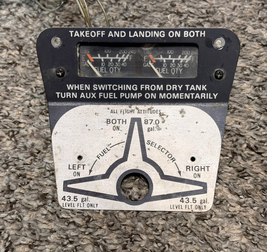 2105028-2 Cessna 210N Fuel Selector Placard W/ 6247-00163 Rochester Dual Fuel Gauge Cluster Assy