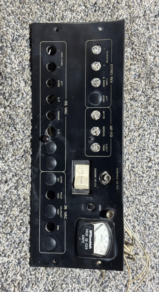 80829-002 Astronics LH Aft Panel Electroluminescent Circuit Protector W/ Goodrich Propeller De-Ice Amperes Indicator