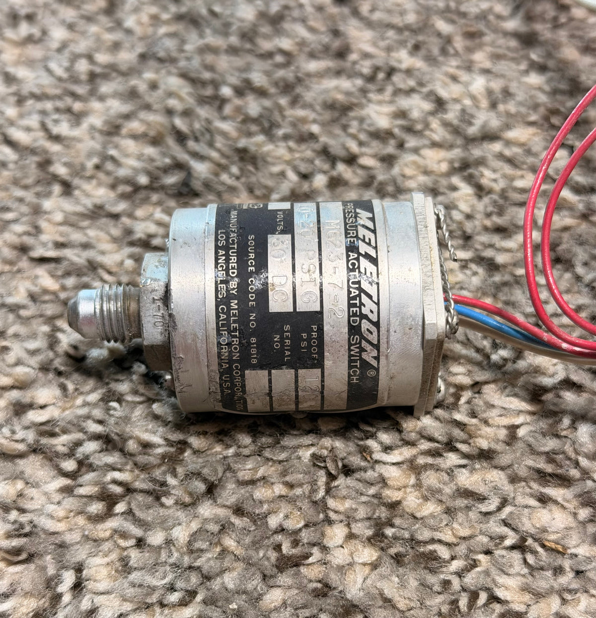 M623-7-2 Meletron Pressure Actuated Switch Assy