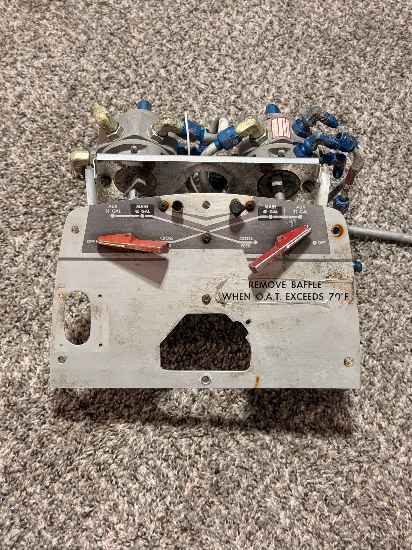 96-920011-1 Beechcraft 95-C55 Panel Assembly Fuel Selector 112 Gallon / 96-920001-612 & 96-920001-611 Beechcraft 95-B55 Fuel Selector, RH/LH Assembly