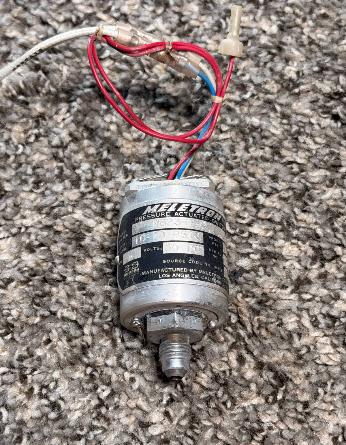 M623-7-2 Meletron Pressure Actuated Switch Assy