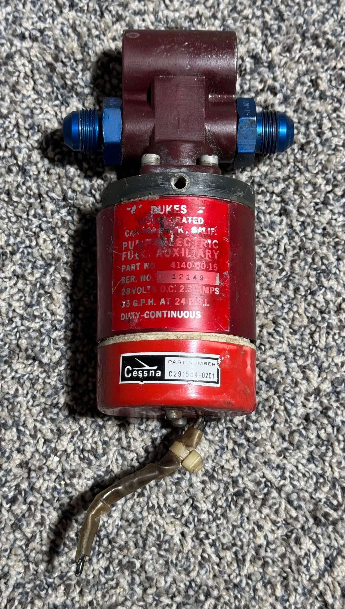 4140-00-15 Dukes Electric Fuel Boost Pump (28V)