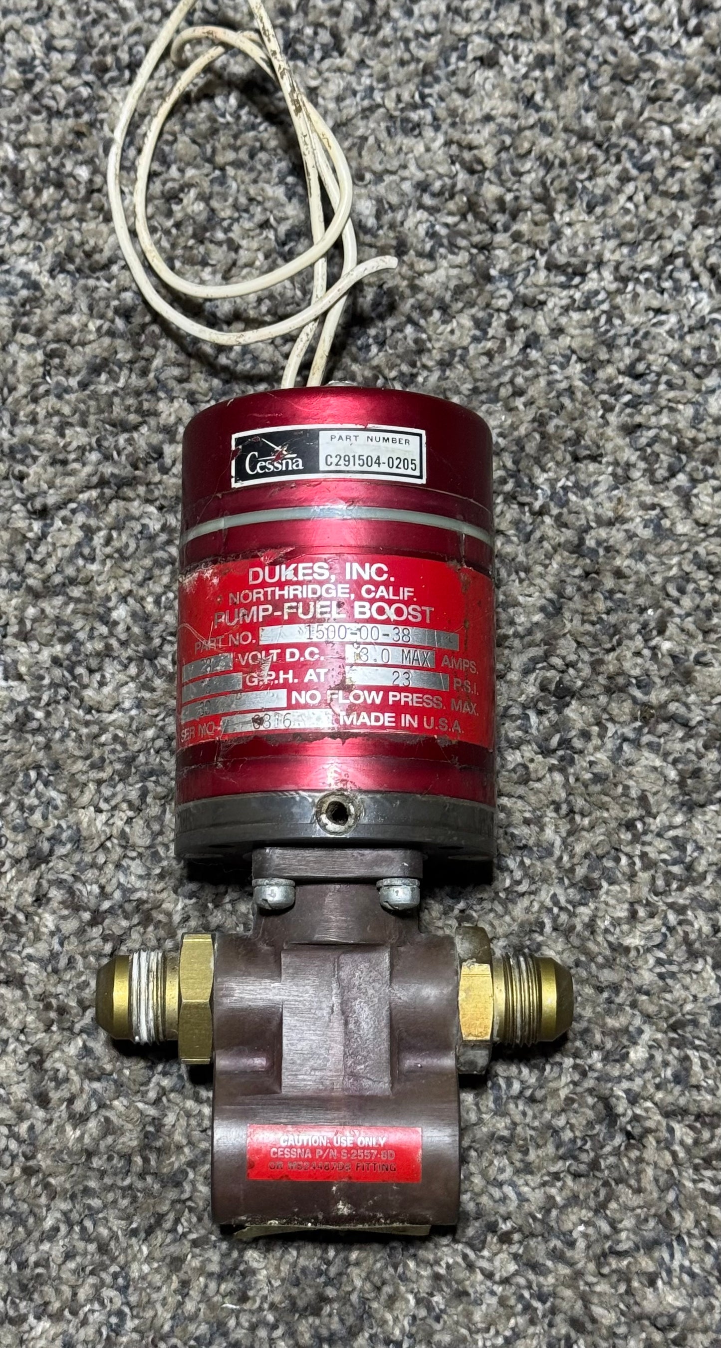 C291504-0205 Cessna T210N Dukes Fuel Boost Pump