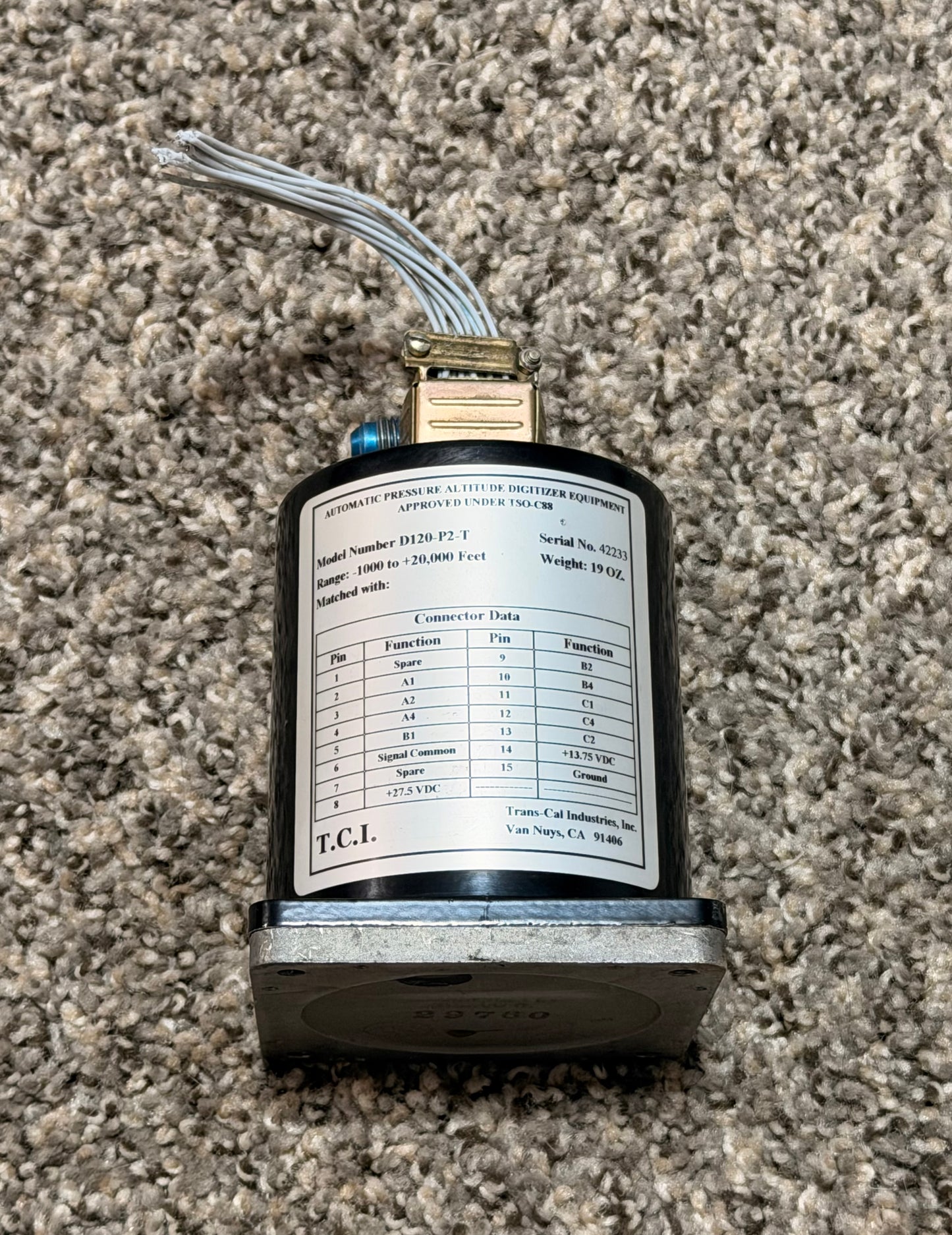 D120-P2-T Aero Commander 500B TCI Automatic Pressure Altitude Digitizer