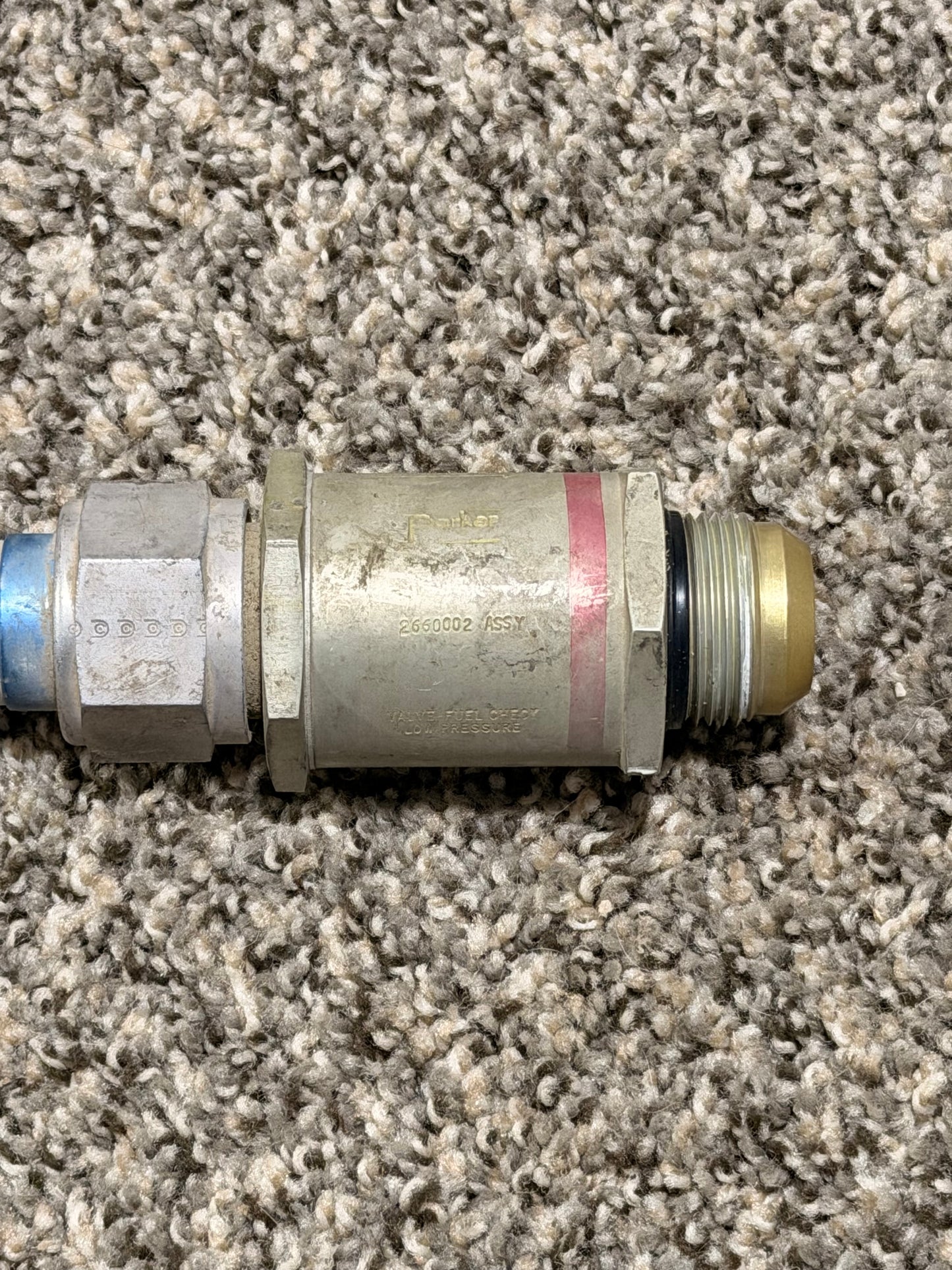 2660002 Parker Low Pressure Fuel Check Valve W/ Angled Tube