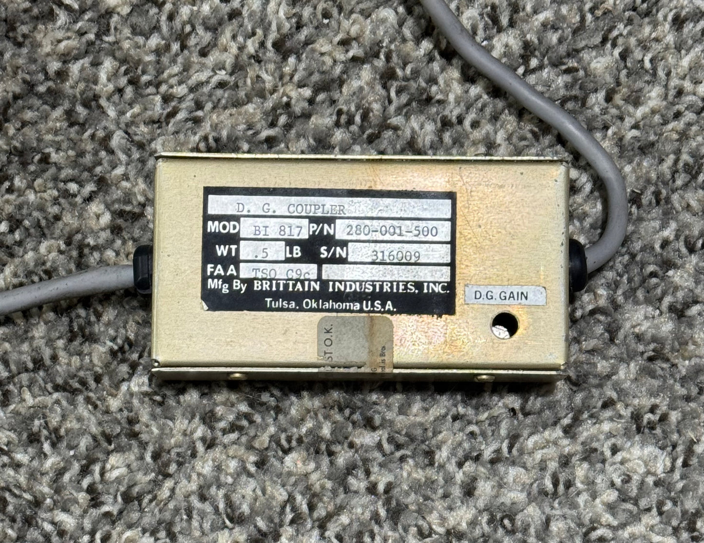 3906 Brittain Industries B1701 Power Supply Assy/ DG Coupler