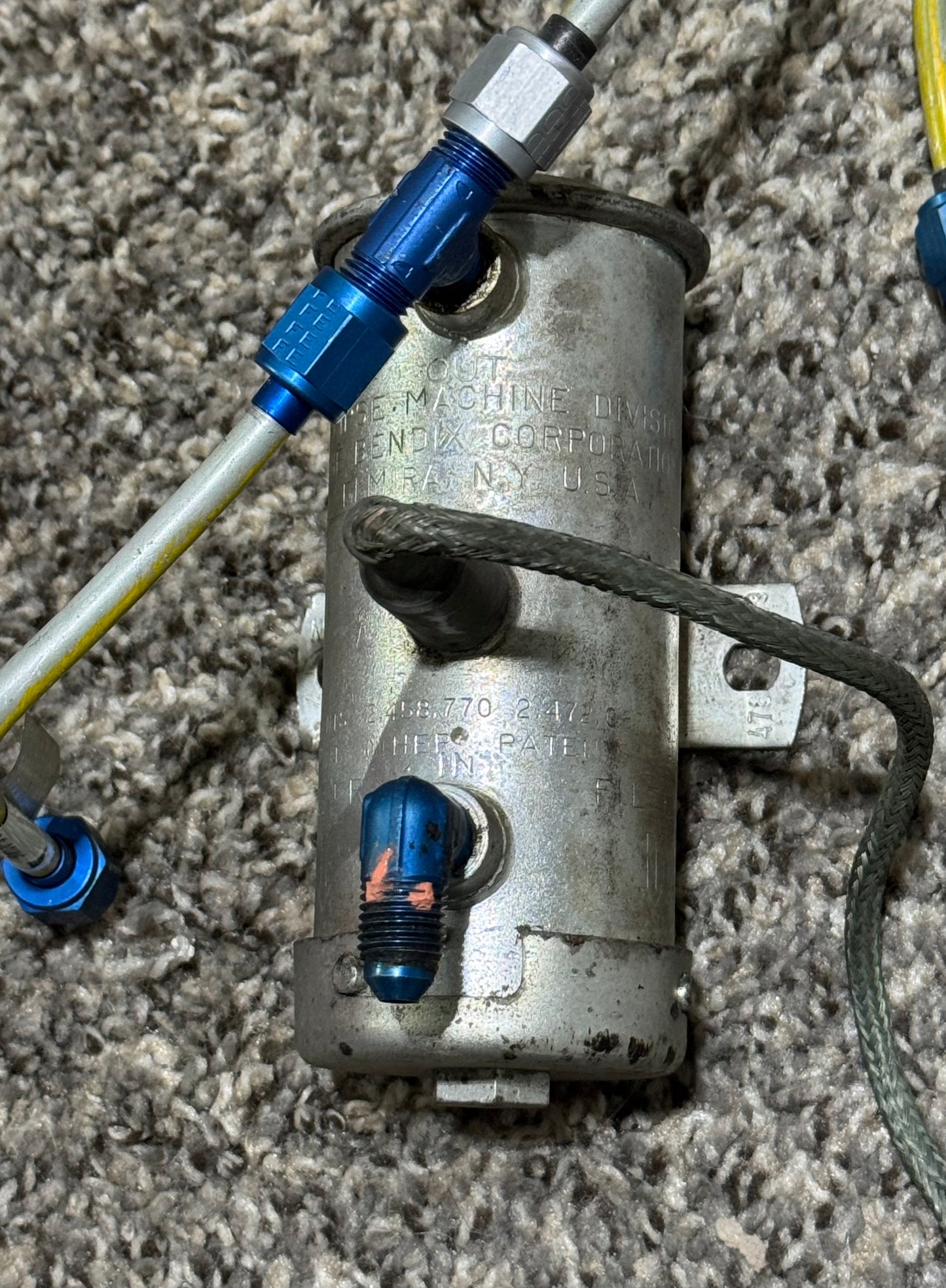 574A Bendix Electric Fuel Pump W/ 58-380086-1 ITT AeroSpace Fuel Solenoid Valve